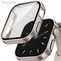 Tempered Glass Case For Apple Watch band 44 mm 40mm PC Straight Edge Screen Protector cover iWatch series 8 7 6 5 4 se 41mm 45mm