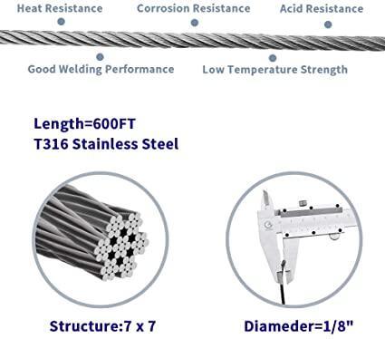 สายสแตนเลสกับเครื่องตัด600ft-ลวดเชือกสายเคเบิ้ลเครื่องบินสำหรับแท่นสายราวชุดเครื่องมือ-ไม้-7x7-strands-การก่อสร้าง-diy-balustrades