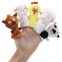 5pcs Fiber Cotton Plush Finger Puppets Cloth Doll Finger Wear Cartoon Animal Hand Puppet Soft Doll Toy Duck Educational Gifts