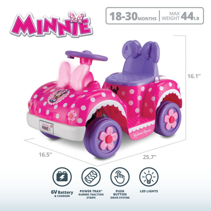 นำเข้า-รถแบต-มินนี่-เม้าส์-disney-minnie-mouse-toddler-rice-on-toy-by-kid-trax-ราคา-4-990-บาท