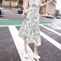 COD ☇℗¤ The Neonatal Shop34uilk9iy Chiffon Skirt Womens Mid Length in Spring and Summer 2020 New Wave Point Floral Skirt High Waist Thin Irregular Long Skirt