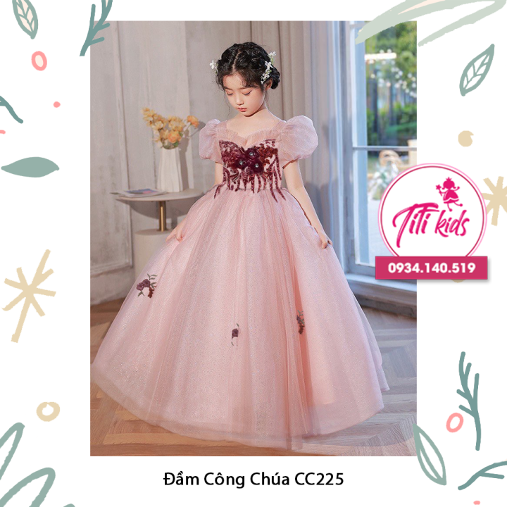 Đầm Váy Công Chúa Bé Gái Cao Cấp Hồng Hoa Tím Titikids - CC225 ...