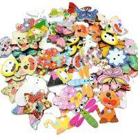 【YF】﹍卍  50pcs/Package  Wholesale Styles Send Cartoon Flatback Buttons Scrapbooking Sewing Crafts