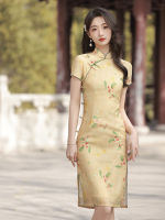 วินเทจผู้หญิงเซ็กซี่บางแยก Qipao จีนดั้งเดิมดอกไม้พิมพ์ผ้าฝ้ายผ้าลินิน Cheongsam ค่ำพรรคชุด