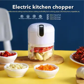 Electric Mini Garlic Chopper, Portable Food Processor, Vegetable Chopper Onion Mincer, Cordless Meat Grinder with USB Charging for Vegetable, Pepper