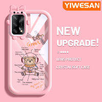 YIWESAN เคสสำหรับ OPPO A74 4G A95 4G A74 F19S F19 5G A54 5G Reno 6 Lite เคสการ์ตูนน่ารักมนุษย์อวกาศหมีลวดลายน่ารักขอบสีสันสดใสเคสโทรศัพท์เนื้อนิ่มเคสกันกระแทกใสเนื้อนิ่มทนทานต่อการตก