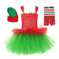Christmas Elf Costume Soft Elf Princess Dress for Girls Elf Costume for Child Girls Cosplay Princess Dress with Hat and Stockings for Party honest