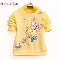 Lawadka Baby Girls T-shirt Beautiful Butterfly Long Sleeve Band Sport T Shirts for Girls Cotton Children Clothing