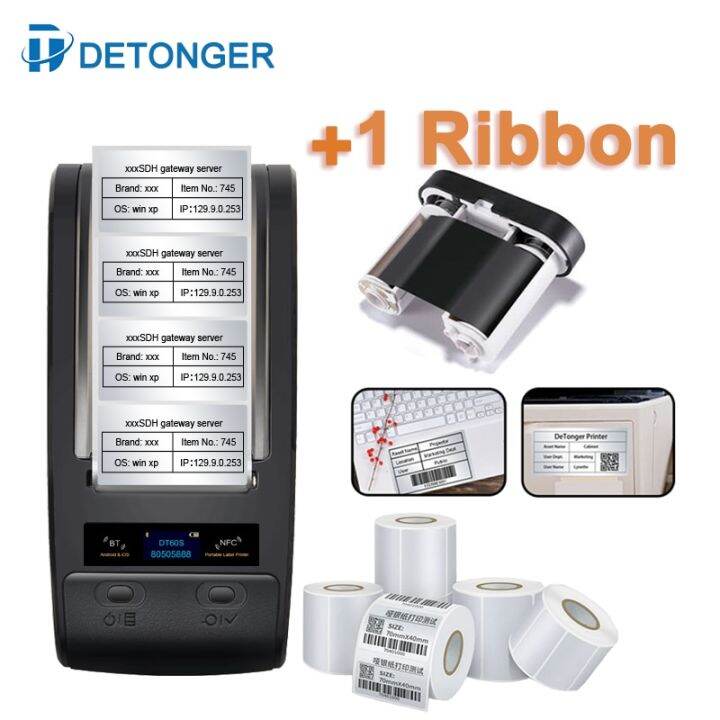 DETONGER Portable Thermal Transfer Printing Machine with Ribbon PET