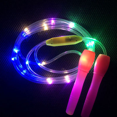 (JIE YUAN)เชือกกระโดดมีไฟ LED,เชือกกระโดดสำหรับเด็กหลากสีอุปกรณ์ออกกำลังกายฟิตเนสเรืองแสงแบบเดี่ยว