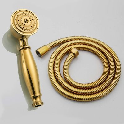 Luxury Gold Color Brass Hand Shower Head Telephone Style Bathroom Handheld Shower Spray with 1.5m Shower Hose Showerheads