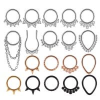 1PC 361L Surgical Steel Septum Zircon Hinged Clicker Hoop Nose Ring Tragus Cartilage Daith Piercing Helix Rook Earring Jewelry