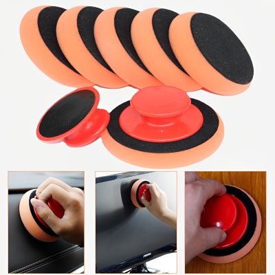 Car Waxing Sponge With Handle High Density Polish Pads Car Detailing Buffing Wipe Polisher Kit Tool Car Polishing Cleaning Tools Adhesives Tape