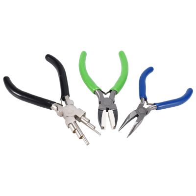 3 Pcs Jewelry Pliers Set Includes 6 in 1 Jewelry Pliers Nylon Nose Pliers Curved Nose Pliers, Jewelry Making Tools