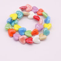 Colorful Flat Heart Ceramic Beads For Jewelry Making Necklace Bracelet 13x15mm Mixed Color Love Porcelain Spacer Beads Wholesale