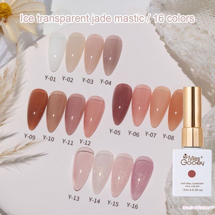 Miss Gooey Nail Polish Ice Transparent Jade Grease Glue Jelly Ice Nude ...