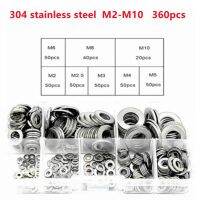 180/360Pcs Set 304 Stainless Steel DIN125 M2 M10 Meson Pad Sheet Metal Collar Flat Plain Washer Flat Gasket Pure Kit