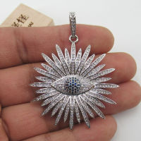 APDGG 40x42mm Starburst Eye Gold plated cubic zircon CZ Paved Connector Charms necklace pendant Jewelry DIY