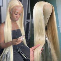 【jw】❂∏ 30 32 Inch 613 Blonde Straight 13x4 Front Human Hair Wigs Color 13x6 Transparent Frontal Wig for