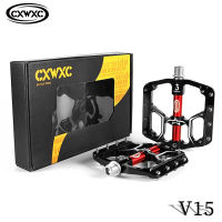 CXWCX V15เหยียบจักรยาน3แบริ่งที่ปิดสนิทอุปกรณ์จักรยานเสือภูเขาเนื้อด้านแบนแพลตฟอร์มเหยียบกว้างพักเท้าจักรยาน