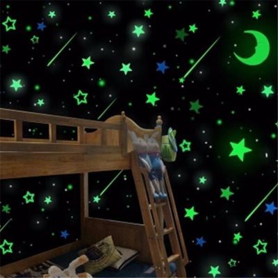 【SALE】 nancarenko1977 สติกเกอร์ติดผนังเรืองแสงในที่มืด,สติกเกอร์รูปดาวพระจันทร์เรืองแสงสำหรับตกแต่งบ้านเพดานห้องนอนห้องเด็ก20ชิ้นปี3D