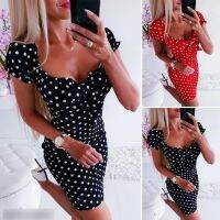 【Ladies shop】2020 WomenSummer Girl BohoSexy Bodycon Sundress BeachwearBow V-Neck Fashion Clothing