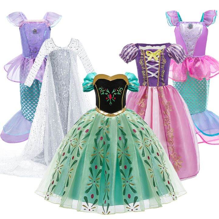 jeansame-dress-kidscostumeelsa-anna-carnivalpageant-birthday-partychildrenmermaid-arieldress