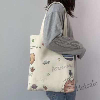 【hot sale】❅✧❇ C16 【Bfuming】Korean High Quality Astronaut Zipper Canvas Bag Totebag Large Capacity Shopping Bag School Student Handbag Shoulder Bag