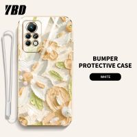 YBDเคสโทรศัพท์ดีไซน์ใหม่สำหรับ Infinix Note 11 Pro Note 11s X697 เคสแถมฟรีสายคล้องลายดอกไม้น้ำมันเคสเคลือบ