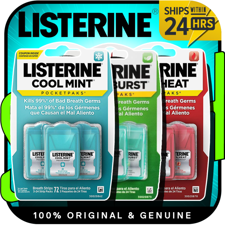 Listerine Pocketpaks Cool Mint / Cool Heat - Breath Strips Kills Bad ...