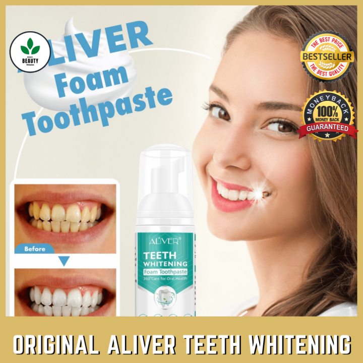 Original ALIVER Teeth whitening mousse toothpaste Remove Tartar Plaque ...