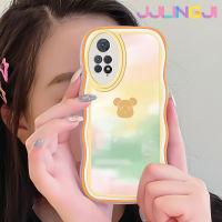 Jlingji เคสสำหรับ Xiaomi Redmi โน๊ต11 Pro 11e โน๊ต5G เคสแฟชั่นทันสมัยหมีดีไซน์ใหม่ขอบครีมเคสมือถือกันกระแทกแบบใสนิ่มเคสโปร่งใสลายกล้องถ่ายรูปอ่อนโยนแบบเรียบง่าย