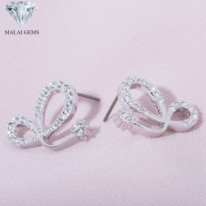 malai-gems-ต่างหูเพชร-เงินแท้-silver-925-เพชรสวิส-cz-เคลือบทองคำขาว-รุ่น-11010810-แถมกล่อง-ต่างหูcz-ต่างหูเงินแท้