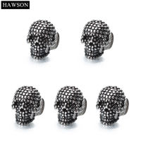 HAWSON Skull Cufflinks and Tuxedo Shirt Studs Set Costume Party Gift High Quality Skeleton Cufflinks for Mens French Shirt Dress