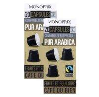 Monoprix Nespresso Pur Arabica (French Imported) โมโนพรีซ์ เนสเปรสโซ่ เพอ อาราบิกา 20 capsules (2กล่อง)