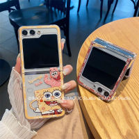 ด้านหลังแบบแข็ง เคสโทรศัพท์ Samsung Galaxy Z Flip5 Fold5 Flip4 Fold4 Flip3 Fold3 5G เคส การ์ตูนน่ารักใหม่ Spongebob ดาวซิลิโคนกันกระแทก เคสโทรศัพท Cover 2023