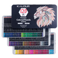 KALOUR 120 Oil Color Pencil Iron Box Set Art Brush