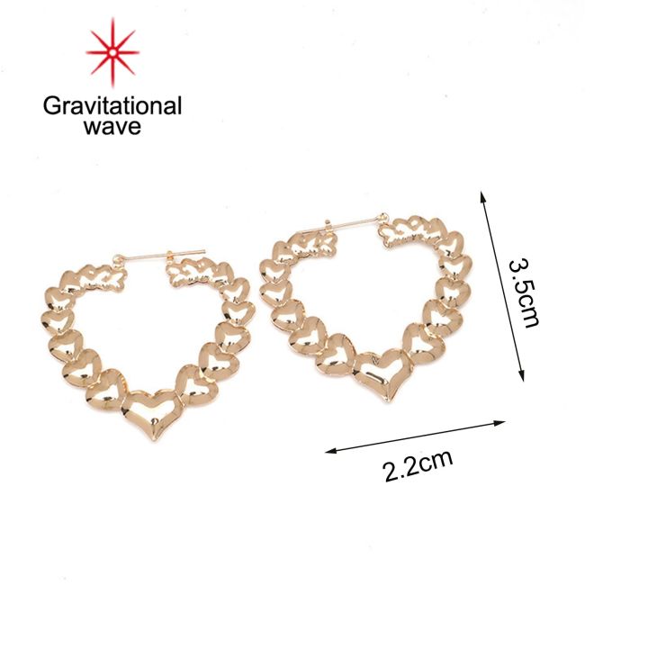 gravitational-wave-1คู่ผู้หญิงต่างหูเชื่อมต่อหัวใจเรียบพื้นผิวชุบ-vintage-dangle-ต่างหูสำหรับงานเลี้ยงจัดเลี้ยงงานแต่งงาน