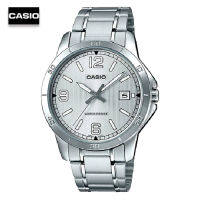 Velashop Casio นาฬิกาข้อมือผู้ชาย สีเงิน สายสแตนเลส รุ่น MTP-V004D-7B2UDF, MTP-V004D-7B2, MTP-V004D