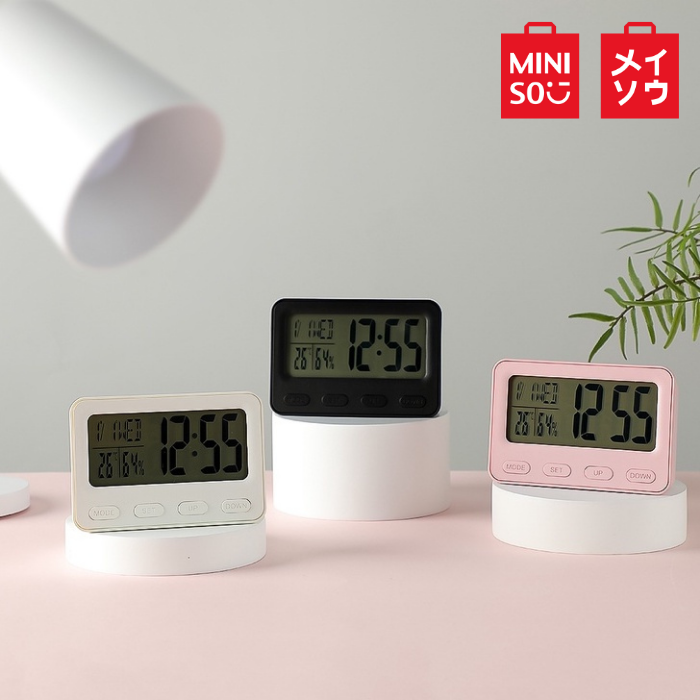Miniso 3D LCD Alarm Clock Electronic Temperature Humidity Meter With