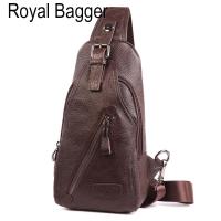 Royal Bagger หนังวัวแท้ผู้ชายเด็กแฟชั่นสลิงไหล่กระเป๋าหน้าอกสบายๆความจุสูงมัลติฟังก์ชั่กระเป๋าถือผู้ชายนักเรียน Crossbody Messenger กลางแจ้งทำงานกระเป๋ากีฬา