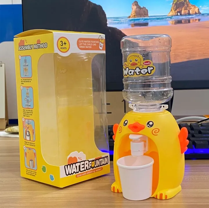 AOV Mini Water Dispenser Cute Duck Shape Simulation Drinking Fountain Cold Water Dispenser with