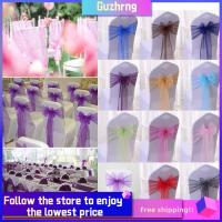 GUZHRNG 1pcs Organza ตกแต่งเก้าอี้ ที่หุ้มเบาะนั่ง อุปกรณ์รับจัดงานแต่งงาน ผ้าคาดเอวเก้าอี้ งานเลี้ยง ตกแต่งหลังเก้าอี้