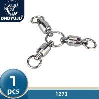 DNDYUJU 1pcs Size2 6 Three Way Fishing Swivel Heavy Duty Ball Bearing Connector Rolling Stainless Steel Solid Ring Hook