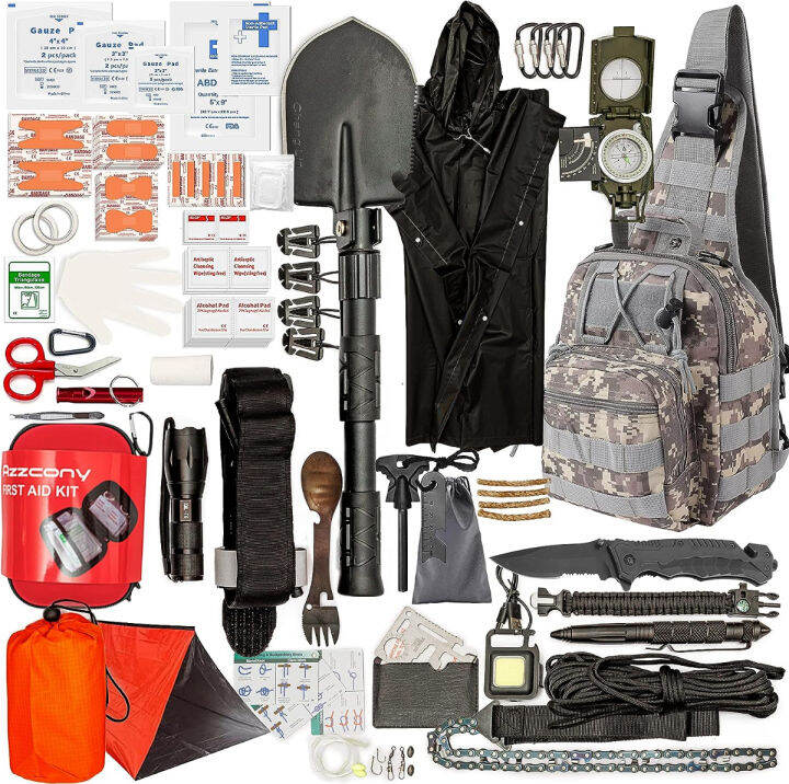 azzcony-emergency-survival-amp-first-aid-kit-amp-tourniquet-250-pcs-go-bugout-bag-survival-gears-with-compass-flashlight-shovel-tactical-military-grade-edc-backpack-for-outdoor-camping-scout-army-blue