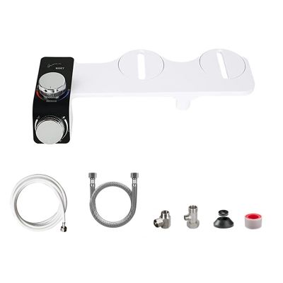 Bidet Attachment for Toilet ,Cold &amp; Hot Dual Nozzle Water Bidet Attachment Kit Plastic+Metal White+Black , 1-2 Asia