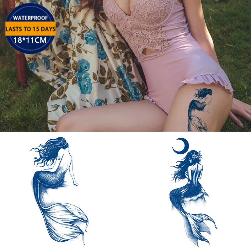 18*11CM】Tattoo Lasts to 15 Days Herbal Semi-Permanent Flower Arm Tattoo  Sticker Waterproof Long Lasting Magic Tattoo Temporary Tattoo 3D sexy chest  thigh tattoo Fake Tattoo Mermaid Tattoo | Lazada PH