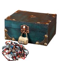 ▬ Decorative Wood Treasure Box Portable Wooden Treasure Boxes Vintage Handmade Storage Organizer With Lock For Jewelry Gift