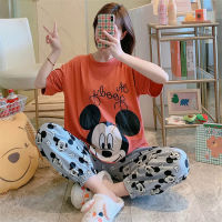 2PCs cartoon  cute kawaii pajamas set for women Summer Soft short sleeve top pant pyjama sets pijama Feminino