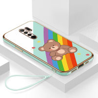 เคส redmi 9 กรอบสีทองชุบด้วยไฟฟ้า รวมทุกอย่าง ฝาหลัง วัสดุ TPU ป้องกันการหล่น ป้องกันการชนกัน กันน้ำ สายรัดข้อมือการ์ตูนน่ารัก เคสโทรศัพท์มือถือ